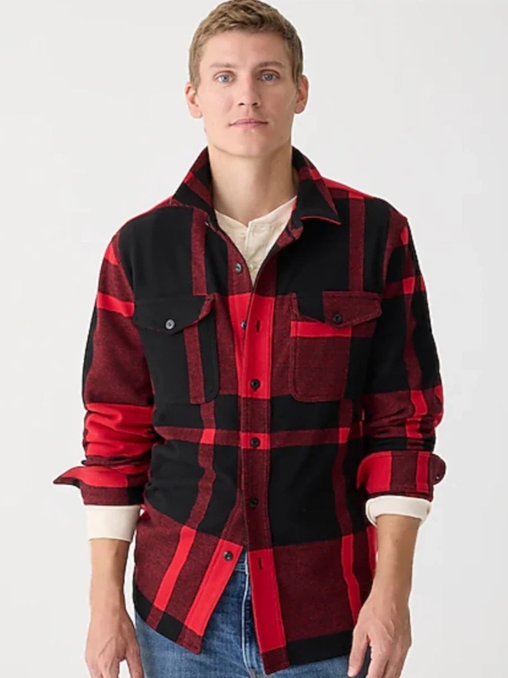 J.Crew Men’s Buffalo Plaid Seaboard soft-knit Flannel - Large